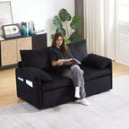 64.5" 3-in-1 Convertible Corduroy Sleeper Sofa Bed with Pullout Bed