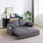 64.5" 3-in-1 Convertible Corduroy Sleeper Sofa Bed with Pullout Bed