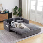 64.5" 3-in-1 Convertible Corduroy Sleeper Sofa Bed with Pullout Bed
