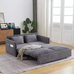 64.5" 3-in-1 Convertible Corduroy Sleeper Sofa Bed with Pullout Bed