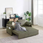 64.5" 3-in-1 Convertible Corduroy Sleeper Sofa Bed with Pullout Bed