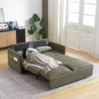 64.5" 3-in-1 Convertible Corduroy Sleeper Sofa Bed with Pullout Bed