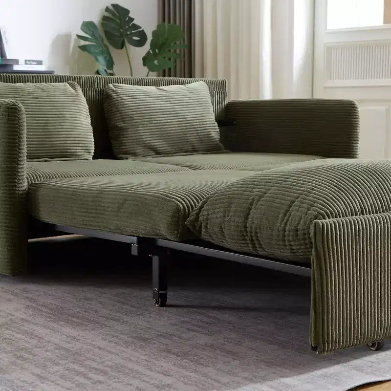64.5" 3-in-1 Convertible Corduroy Sleeper Sofa Bed with Pullout Bed