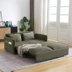 64.5" 3-in-1 Convertible Corduroy Sleeper Sofa Bed with Pullout Bed