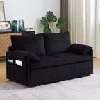 64.5" 3-in-1 Convertible Corduroy Sleeper Sofa Bed with Pullout Bed