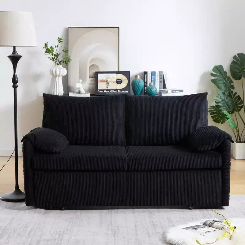64.5" 3-in-1 Convertible Corduroy Sleeper Sofa Bed with Pullout Bed