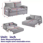64.5" 3-in-1 Convertible Corduroy Sleeper Sofa Bed with Pullout Bed