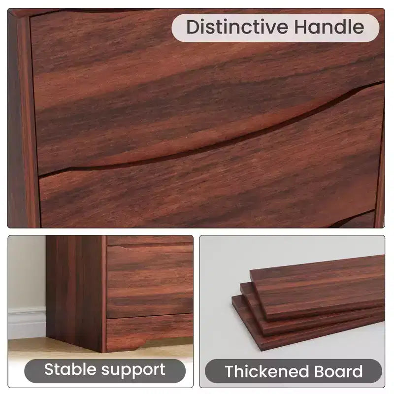 3-Drawer Wooden Dresser with Wide Top