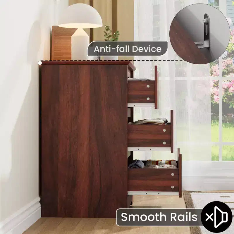 3-Drawer Wooden Dresser with Wide Top