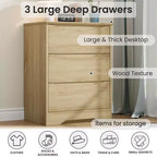 3-Drawer Wooden Dresser with Wide Top