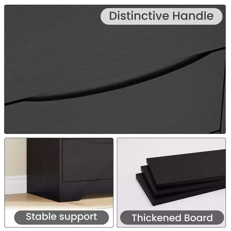 3-Drawer Wooden Dresser with Wide Top