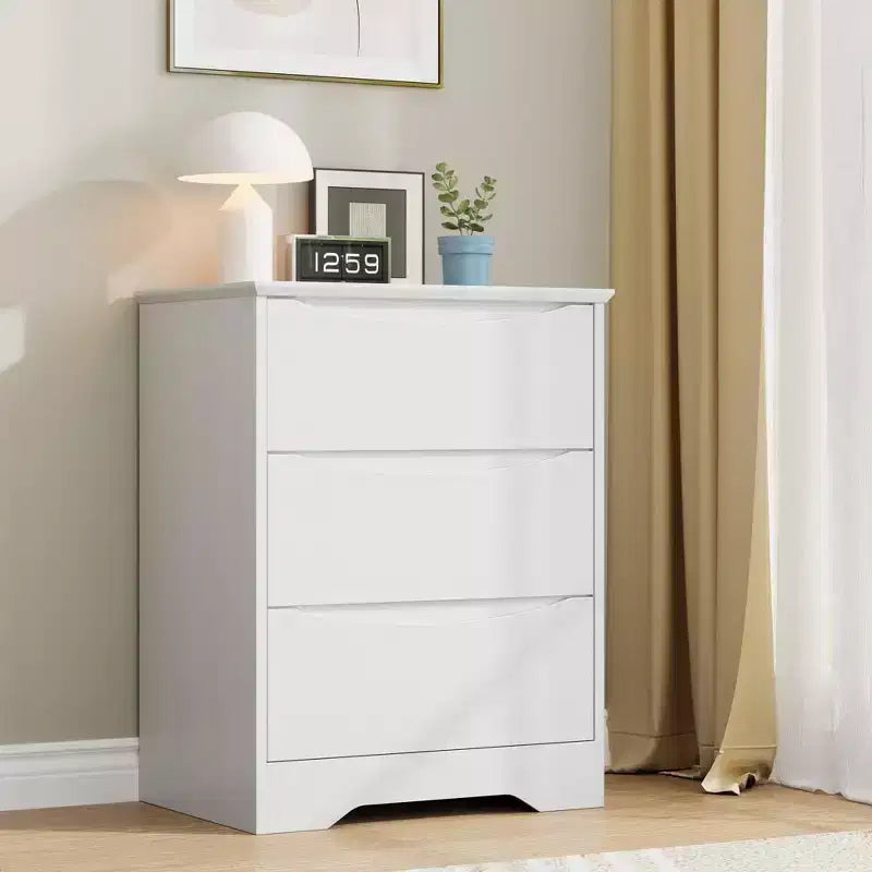 3-Drawer Wooden Dresser with Wide Top