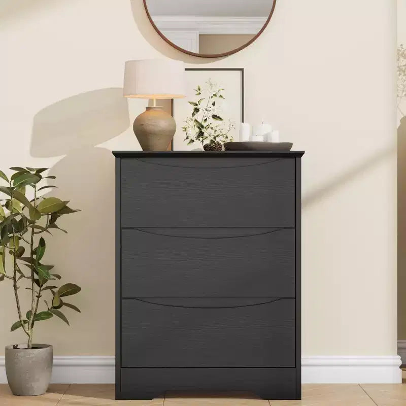 3-Drawer Wooden Dresser with Wide Top