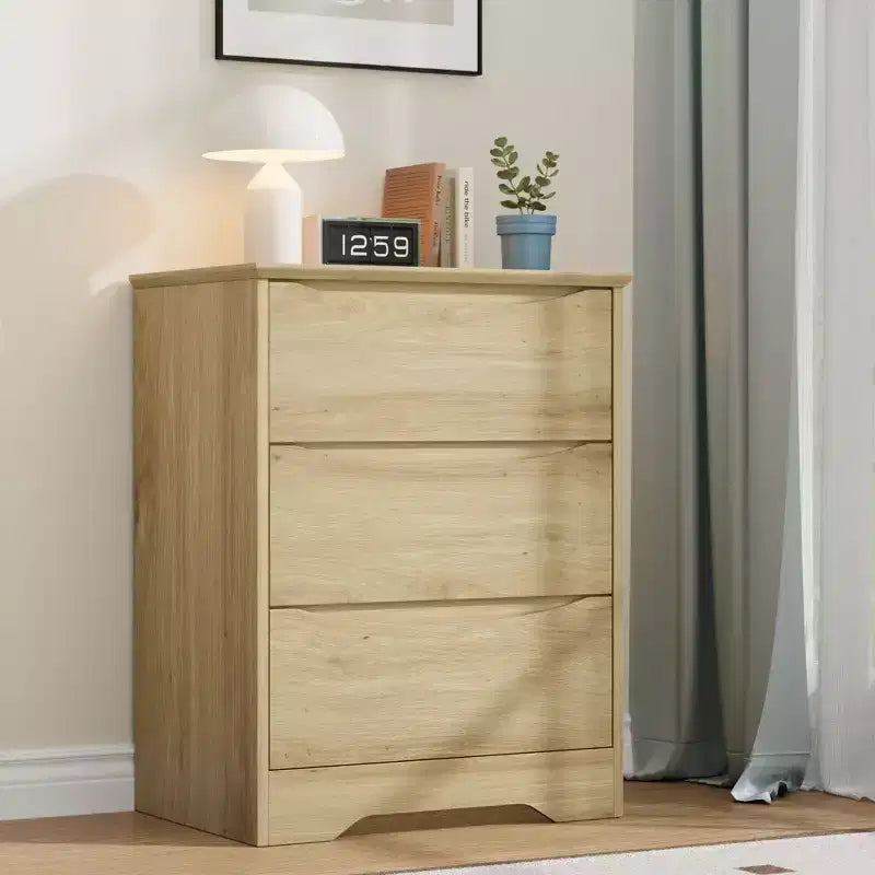 3-Drawer Wooden Dresser with Wide Top