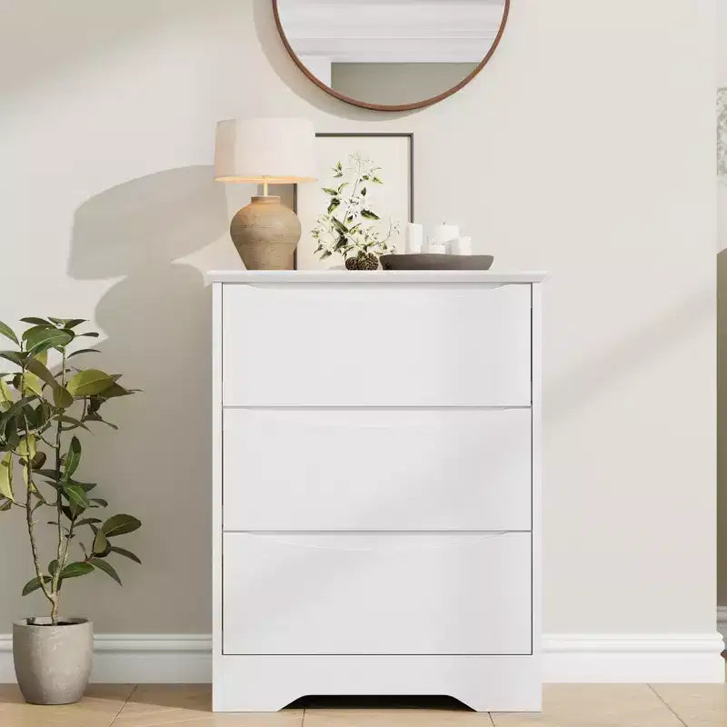 3-Drawer Wooden Dresser with Wide Top
