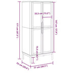 Grey Solid Pine Wood Wardrobe 30.3 x 20.9 x 67.3 in