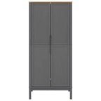 Grey Solid Pine Wood Wardrobe 30.3 x 20.9 x 67.3 in