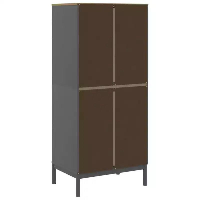Grey Solid Pine Wood Wardrobe 30.3 x 20.9 x 67.3 in