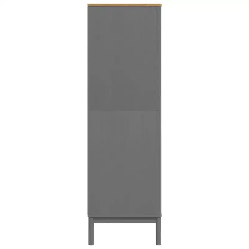 Grey Solid Pine Wood Wardrobe 30.3 x 20.9 x 67.3 in