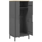 Grey Solid Pine Wood Wardrobe 30.3 x 20.9 x 67.3 in