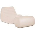 Big Joe Solvana Outdoor Patio Furniture Set, Performance Linen Weather-Resistant Fabric Chair and Ottoman, 2 Piece Sectional, Sunlit Cream