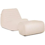 Big Joe Solvana Outdoor Patio Furniture Set, Performance Linen Weather-Resistant Fabric Chair and Ottoman, 2 Piece Sectional, Sunlit Cream