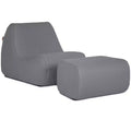 Big Joe Solvana Outdoor Patio Furniture Set, Weather-Resistant Cool Touch Silicone Stitched Leather Chair and Ottoman, 2 Piece Sectional, Moonlit Gray