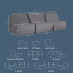 Ensemble de mobilier de patio d’extérieur Big Joe Solvana, canapé en similicuir cousu en silicone résistant aux intempéries et au toucher frais, ensemble modulable 3 pièces, gris Moonlit