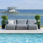Ensemble de mobilier de patio d’extérieur Big Joe Solvana, canapé en similicuir cousu en silicone résistant aux intempéries et au toucher frais, ensemble modulable 3 pièces, gris Moonlit