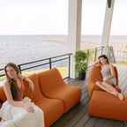 Ensemble de mobilier de patio extérieur Solvana de Big Joe, canapé en similicuir cousu en silicone résistant aux intempéries et au toucher frais, ensemble modulaire 5 pièces, sable miel