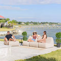 Big Joe Solvana Outdoor Patio Furniture Set, Performance Linen Weather-Resistant Fabric Sofa, 5 Piece Sectional, Sunlit Cream