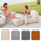 Ensemble de mobilier de patio d’extérieur Big Joe Solvana, canapé en tissu de lin Performance résistant aux intempéries, ensemble modulable 5 pièces, crème Sunlit