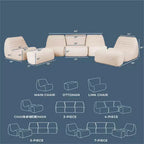 Ensemble de mobilier de patio d’extérieur Big Joe Solvana, canapé en tissu de lin Performance résistant aux intempéries, ensemble modulable 7 pièces, crème Sunlit