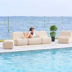 Ensemble de mobilier de patio d’extérieur Big Joe Solvana, canapé en tissu de lin Performance résistant aux intempéries, ensemble modulable 7 pièces, crème Sunlit