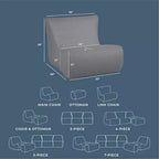 Ensemble de mobilier de patio d’extérieur Big Joe Solvana, similicuir cousu en silicone au toucher frais et résistant aux intempéries, fauteuil Link, gris Moonlit