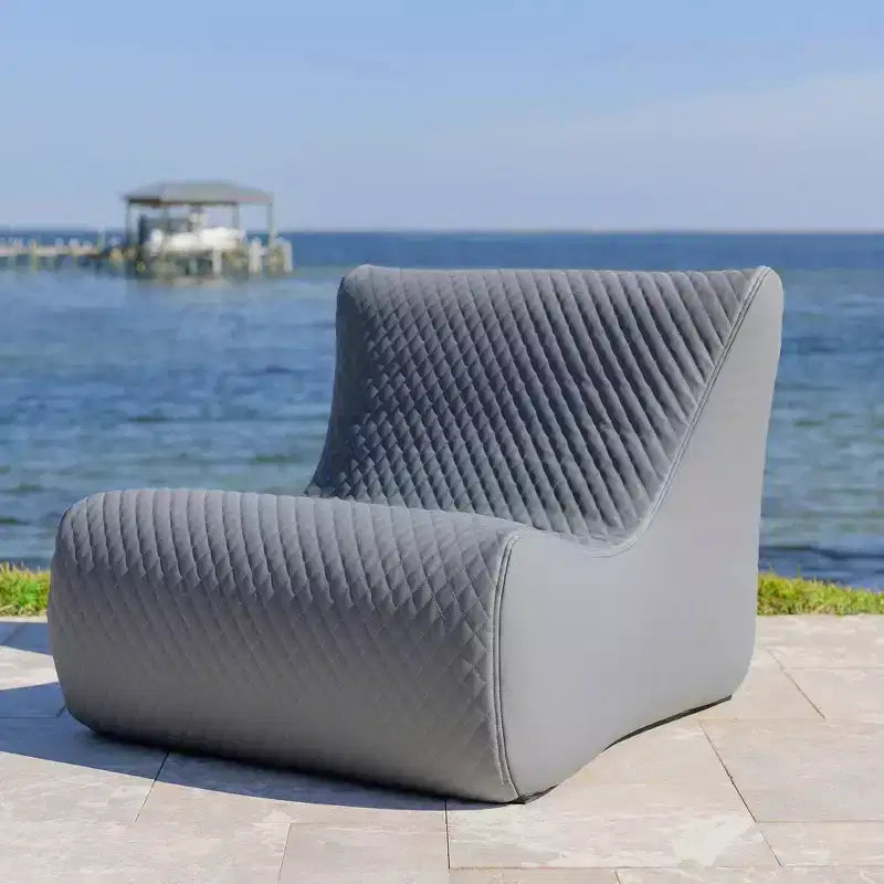 Ensemble de mobilier de patio d’extérieur Big Joe Solvana, similicuir cousu en silicone au toucher frais et résistant aux intempéries, fauteuil Link, gris Moonlit