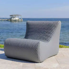 Ensemble de mobilier de patio d’extérieur Big Joe Solvana, similicuir cousu en silicone au toucher frais et résistant aux intempéries, fauteuil Link, gris Moonlit