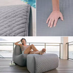 Ensemble de mobilier de terrasse extérieur Big Joe Solvana, revêtement en similicuir cousu en silicone doux au toucher et résistant aux intempéries, pouf uniquement, gris Moonlit