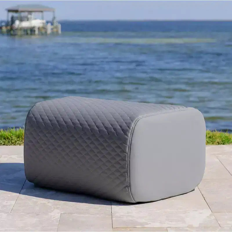 Ensemble de mobilier de terrasse extérieur Big Joe Solvana, revêtement en similicuir cousu en silicone doux au toucher et résistant aux intempéries, pouf uniquement, gris Moonlit