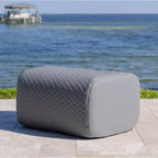 Ensemble de mobilier de terrasse extérieur Big Joe Solvana, revêtement en similicuir cousu en silicone doux au toucher et résistant aux intempéries, pouf uniquement, gris Moonlit