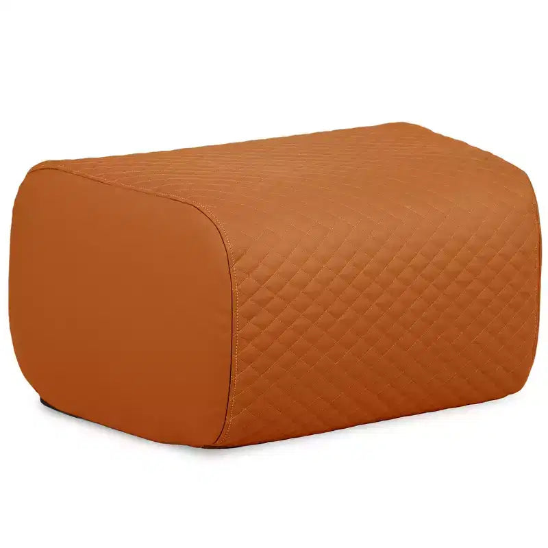 Big Joe Solvana Outdoor Patio Furniture Set, Weather-Resistant Cool Touch Silicone Stitched Leather, Ottoman Only, Honey Sand