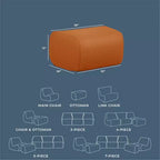 Ensemble de mobilier de terrasse extérieur Big Joe Solvana, revêtement en similicuir cousu en silicone doux au toucher et résistant aux intempéries, pouf uniquement, sable miel