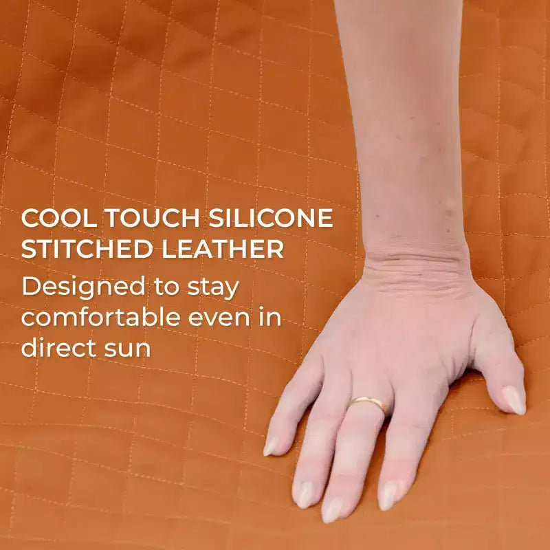Ensemble de mobilier de terrasse extérieur Big Joe Solvana, revêtement en similicuir cousu en silicone doux au toucher et résistant aux intempéries, pouf uniquement, sable miel