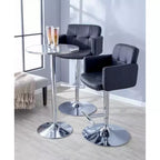 32" Adjustable Swivel Barstool with Padded Seat and Back – Metal Frame