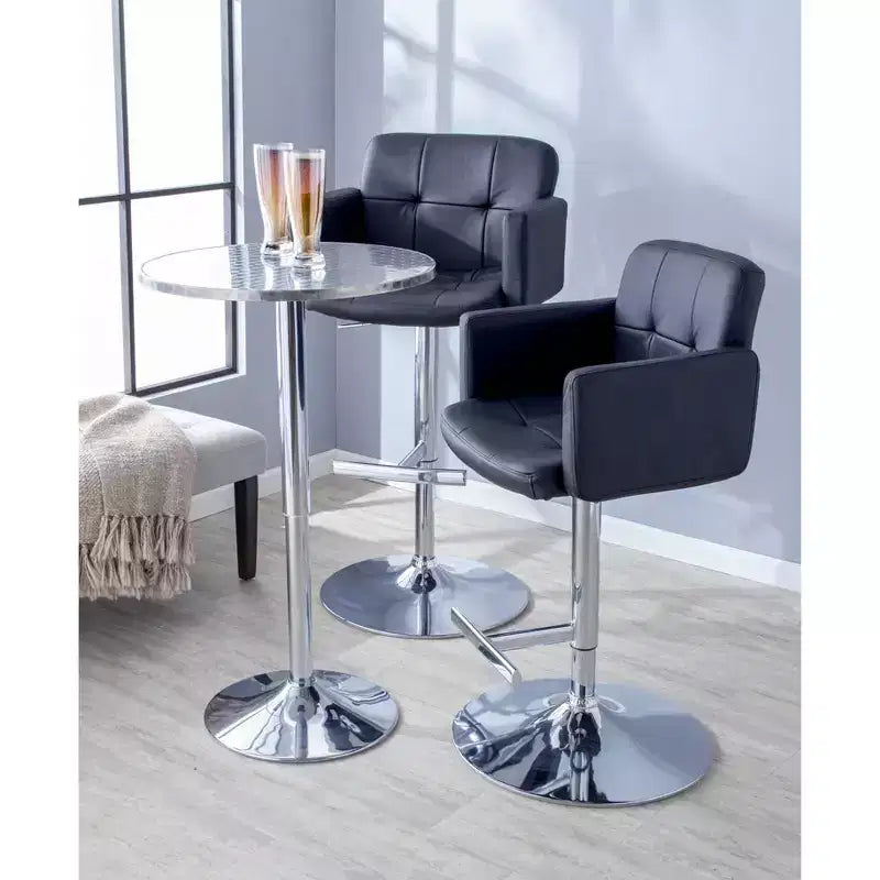 32" Adjustable Swivel Barstool with Padded Seat and Back – Metal Frame