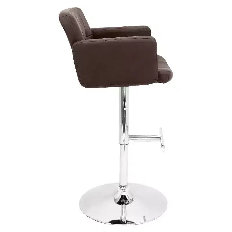 32" Adjustable Swivel Barstool with Padded Seat and Back – Metal Frame