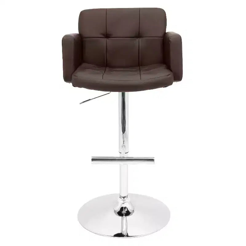 32" Adjustable Swivel Barstool with Padded Seat and Back – Metal Frame
