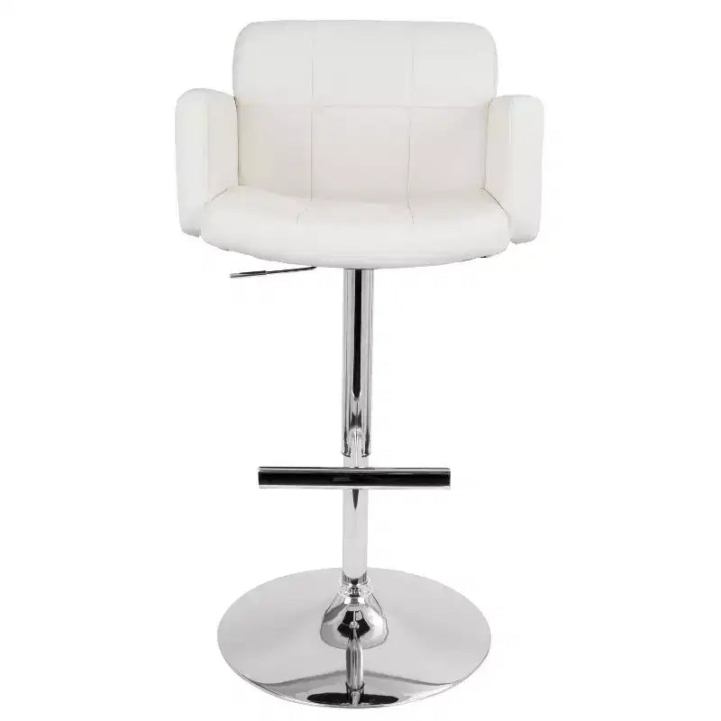 32" Adjustable Swivel Barstool with Padded Seat and Back – Metal Frame