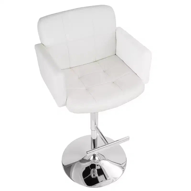 32" Adjustable Swivel Barstool with Padded Seat and Back – Metal Frame