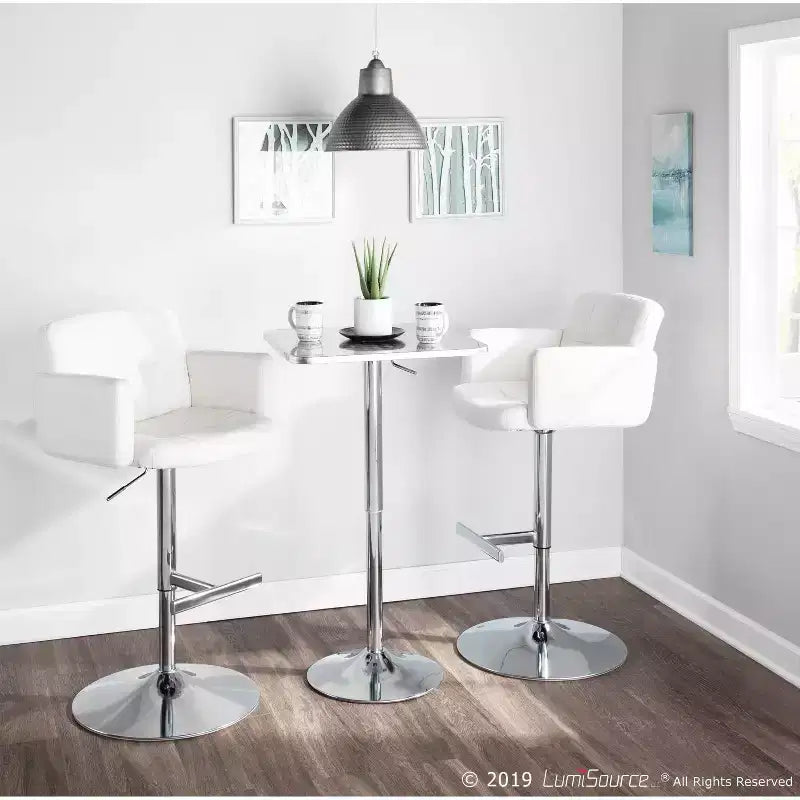 32" Adjustable Swivel Barstool with Padded Seat and Back – Metal Frame
